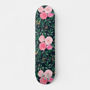 Elegant blauw roze roze waterverf schilderen persoonlijk skateboard