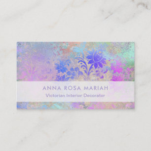 *~* elegant Blauw Roze Vintage Antiek Oud Damast Visitekaartje