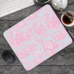 Elegant Blauw Roze Vintage Toile de Jouy Muismat
