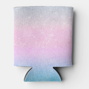Elegant blauw roze zilver glitter design blikjeskoeler