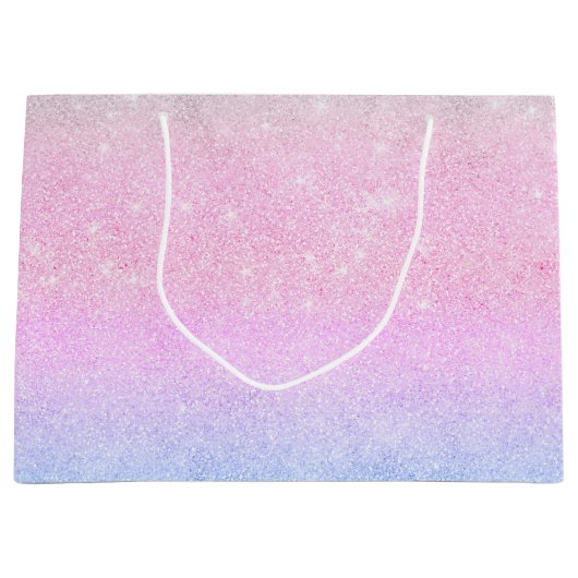 Elegant blauw roze zilver glitter design groot cadeauzakje (Voorkant)