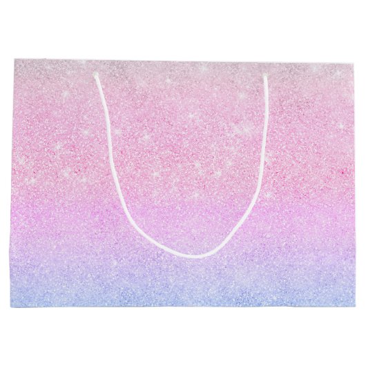 Elegant blauw roze zilver glitter design groot cadeauzakje (Achterkant)