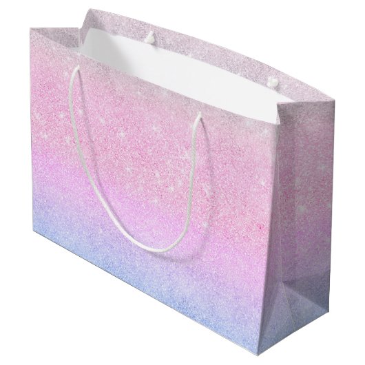 Elegant blauw roze zilver glitter design groot cadeauzakje (Achterkant Gekanteld)
