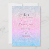 Elegant blauw roze zilver glitter design kaart (Voorkant)