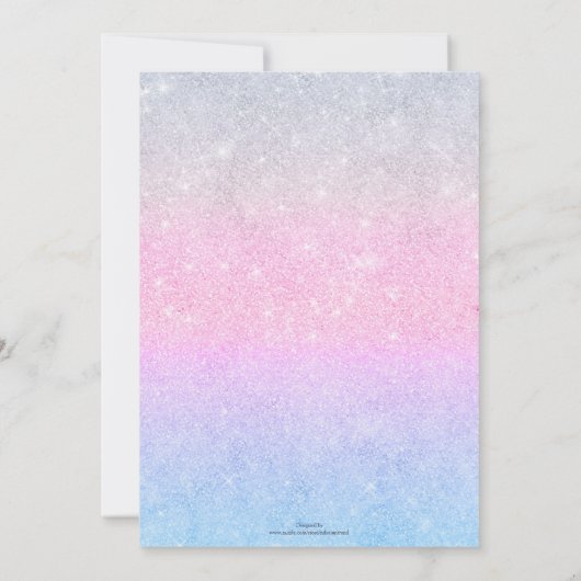 Elegant blauw roze zilver glitter design kaart (Achterkant)