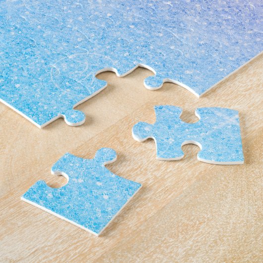 Elegant blauw roze zilver glitter design legpuzzel (Zijkant)