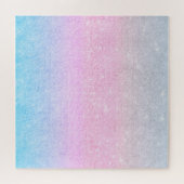 Elegant blauw roze zilver glitter design legpuzzel (Horizontaal)