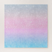 Elegant blauw roze zilver glitter design legpuzzel (Verticaal)