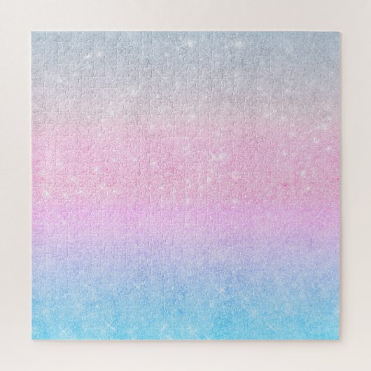 Elegant blauw roze zilver glitter design legpuzzel (Verticaal)
