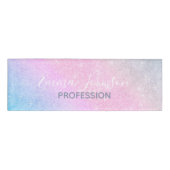 Elegant blauw roze zilver glitter design naambadge (Voorkant)