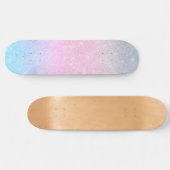 Elegant blauw roze zilver glitter design persoonlijk skateboard (Horizontaal)