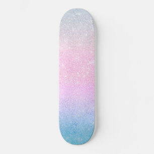 Elegant blauw roze zilver glitter design persoonlijk skateboard