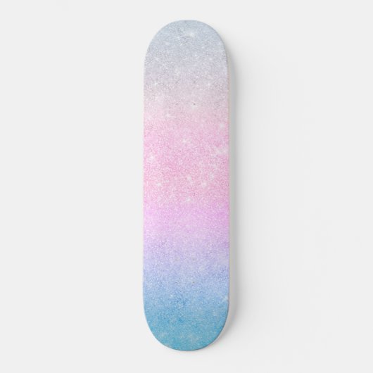 Elegant blauw roze zilver glitter design persoonlijk skateboard (Voorkant)