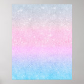 Elegant blauw roze zilver glitter design poster (Voorkant)