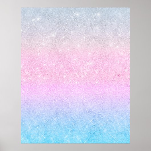 Elegant blauw roze zilver glitter design poster (Voorkant)