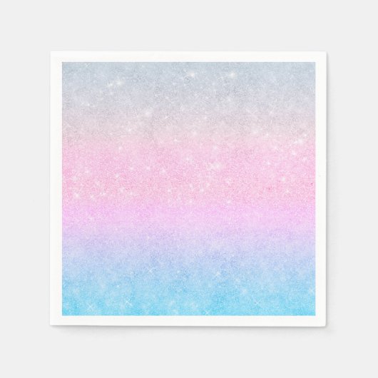 Elegant blauw roze zilver glitter design servet (Voorkant)