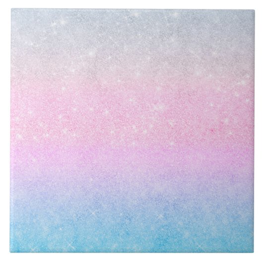 Elegant blauw roze zilver glitter design tegeltje (Voorkant)