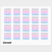 Elegant blauw roze zilver glitter design vierkante sticker (Vel)