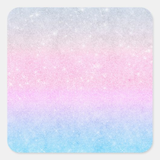 Elegant blauw roze zilver glitter design vierkante sticker (Voorkant)