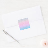 Elegant blauw roze zilver glitter design vierkante sticker (Envelop)