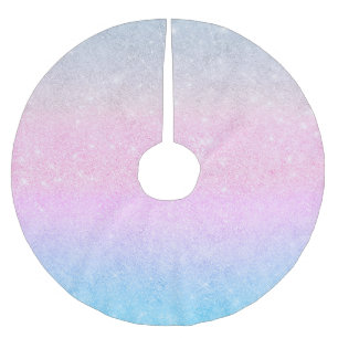 Elegant blauw roze zilver Glitter gradiëntontwerp Kerstboom Rok