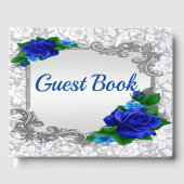 Elegant Blauw Rozen Bruiloft Gastenboek (Voorkant)