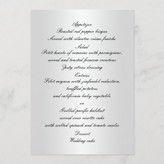 Elegant Blauw Rozen Bruiloft Menu Kaart (Achterkant)