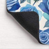 Elegant blauw rozen patroon muismat (Hoek)