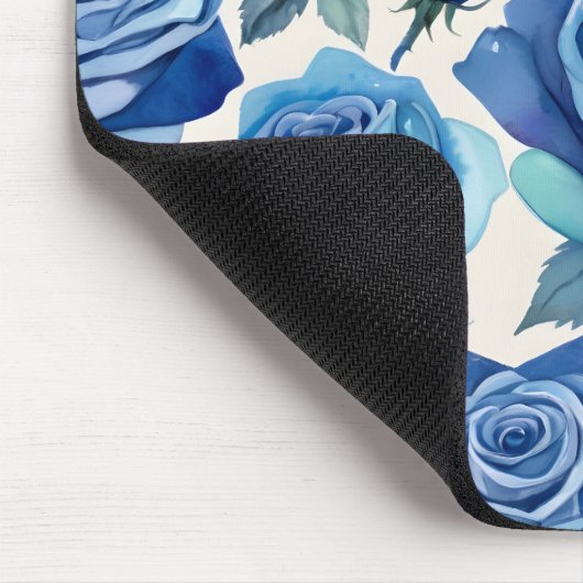 Elegant blauw rozen patroon muismat (Hoek)