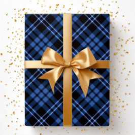 Elegant blauw ruitpatroon cadeaupapier