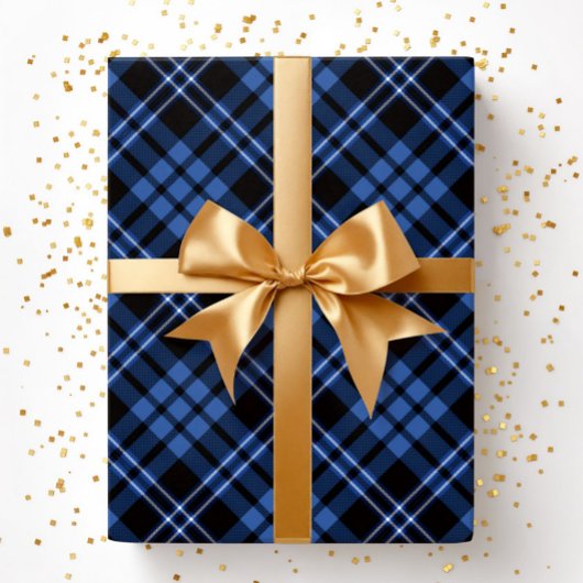 Elegant blauw ruitpatroon cadeaupapier