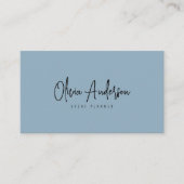 Elegant blauw Rustiek Minimalistisch Boho Chic Mod Visitekaartje (Voorkant)