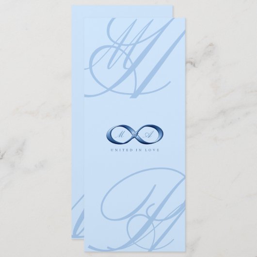 Elegant Blauw Saffier Infinity Hand gesp Bruiloft Kaart (Voorkant / Achterkant)