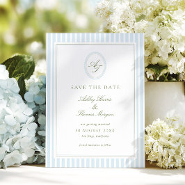 Elegant Blauw & Salie Bruiloft Save The Date
