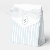 Elegant Blauw & Salie Gestreepte  Bedankdoosjes (Voorkant Zijde)