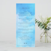 Elegant Blauw Schuingeschreven Huwelijksmenu Menu (Staand voorkant)