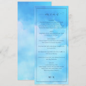 Elegant Blauw Schuingeschreven Huwelijksmenu Menu (Voorkant / Achterkant)