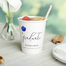 Elegant blauw script Afstuderen Papieren Bekers