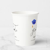Elegant blauw script Afstuderen Papieren Bekers (Rechts)