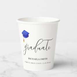 Elegant blauw script Afstuderen Papieren Bekers