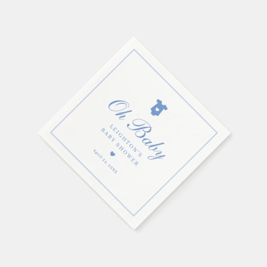 Elegant blauw script Baby shower Servet (Hoek)