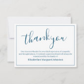 Elegant blauw script begrafenis bedankt Bereavemen (Voorkant)