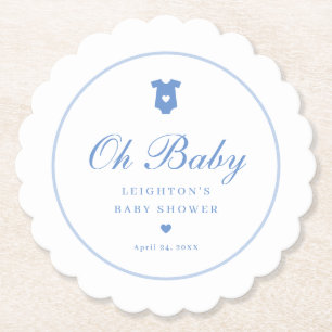Elegant Blauw Script Boys Oh Baby shower Kartonnen Onderzetters