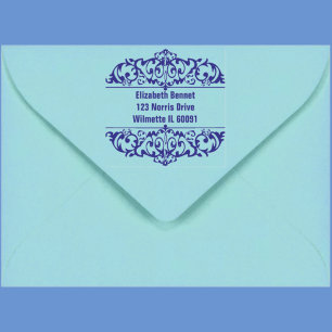 Elegant Blauw Sierlijk Filigraan Aanpasbaar Zelfinktende Stempel