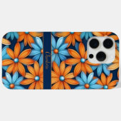 Elegant Blauw Sinaasappel Bloemen Daisies Aangepas Case-Mate iPhone Case (Achterkant (horizontaal))