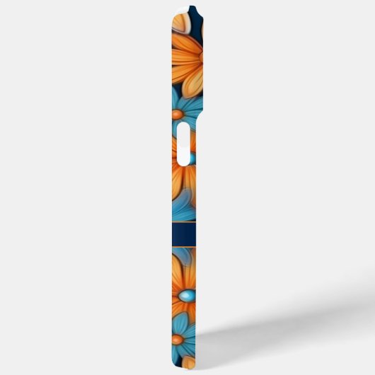 Elegant Blauw Sinaasappel Bloemen Daisies Aangepas Case-Mate iPhone Case (Achterkant / Rechts)