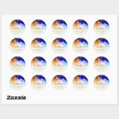 Elegant blauw Sinaasappel bruiloft Dank u Ronde Sticker (Vel)