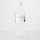 Elegant blauw Sinaasappel bruiloft Waterfles Etiket (Voorkant)