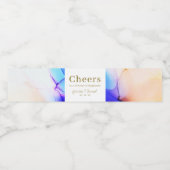 Elegant blauw Sinaasappel bruiloft Waterfles Etiket (Enkel label)