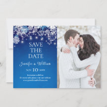 Elegant Blauw Sneeuwvlok Bruiloft Save The Date